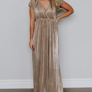 Baltic Gold Cap Sleeve Long Dress